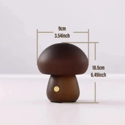 Rechargeable Touch-Controlled Wooden Mushroom Night Lamp