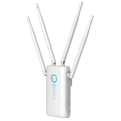 Internet Signal Booster and Repeater with 4 Antennas, 1200Mbps Plug-In WiFi Range Extender for Home and Office