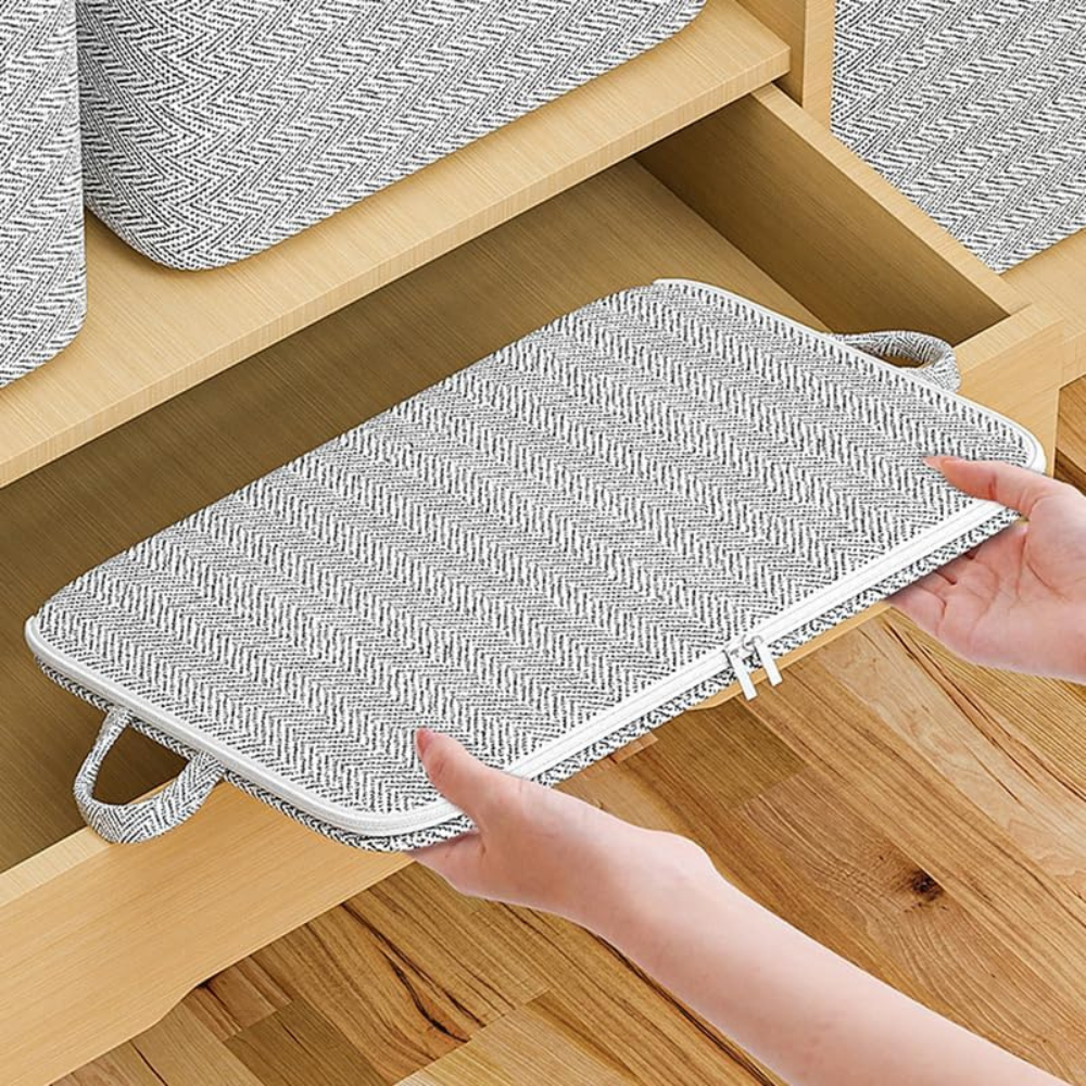Under-Bed Storage Bin with Lid, Stackable Non-Woven Fabric Box, XL with Handles