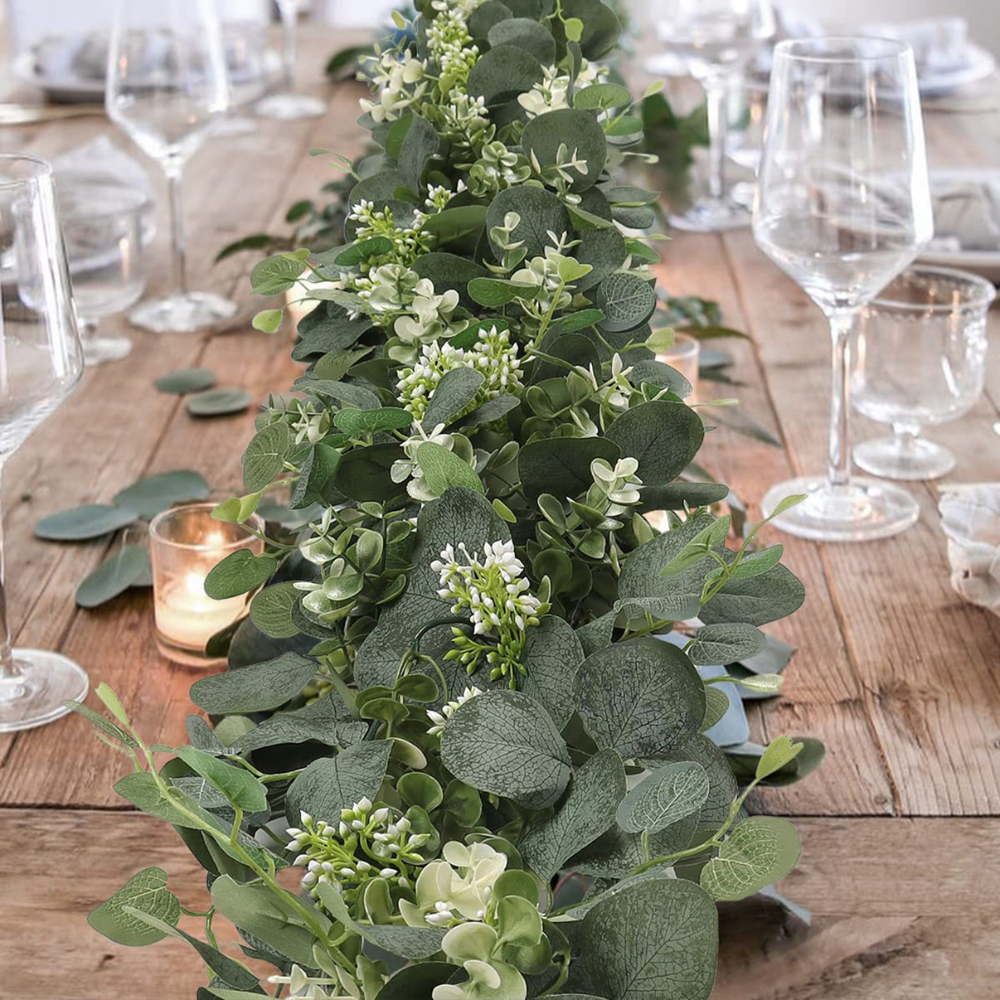Elegant Eucalyptus-Inspired Garland with Bendable Stems, 70.8 Inches