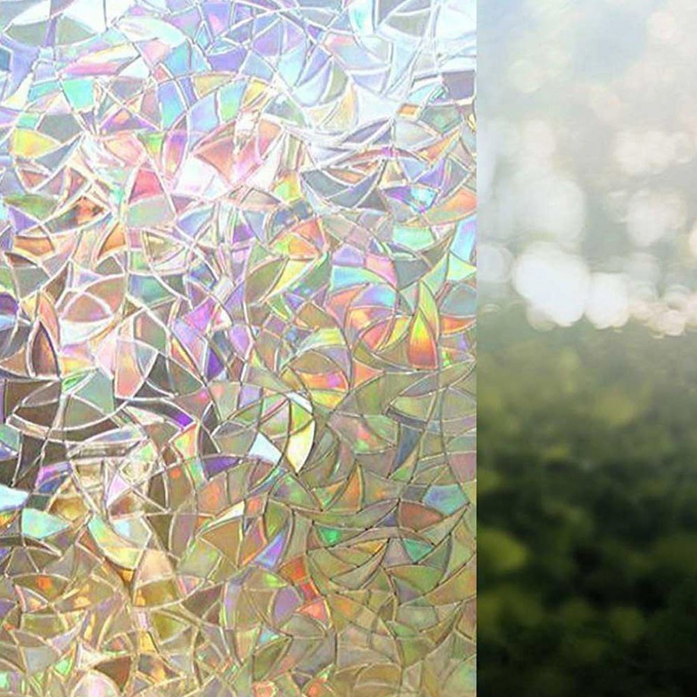 UV Blocking Window Film with Rainbow Light Effects and Static Cling