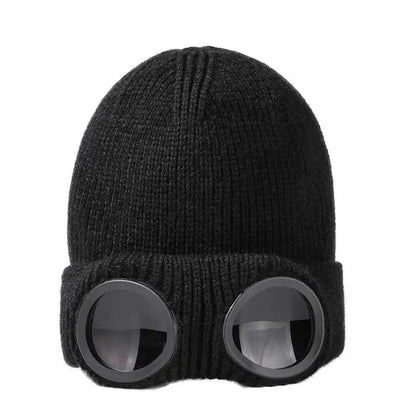 Waterproof Windproof Ski Cap Beanie with Built-in Goggles for All