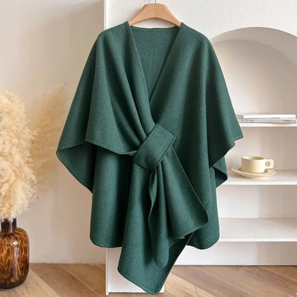 Cozy Knit Shawl Poncho Jacket