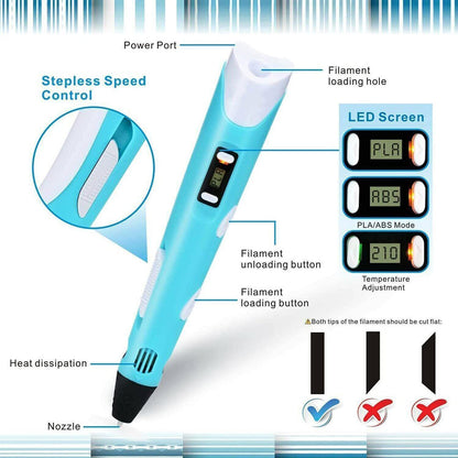 Creative 3D Design Pen with Adjustable Speed and Safety Features