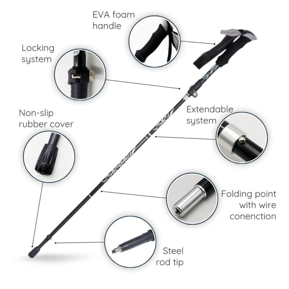 Compact Hiking Pole with Durable Steel Shaft and Slip-Resistant Handle
