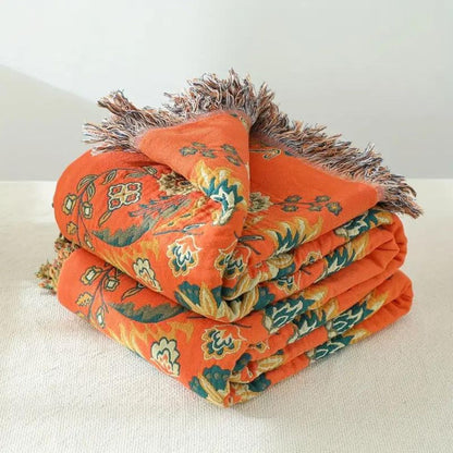 Reversible Throw Blanket in Marigold Color