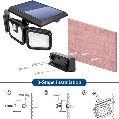 Outdoor Solar Motion Light with 74 LEDs and Adjustable Head