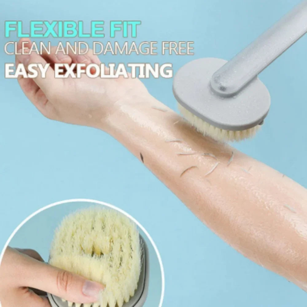 Curved Handle Back Scrubber with Gel Dispenser - 14.2 Inch Length