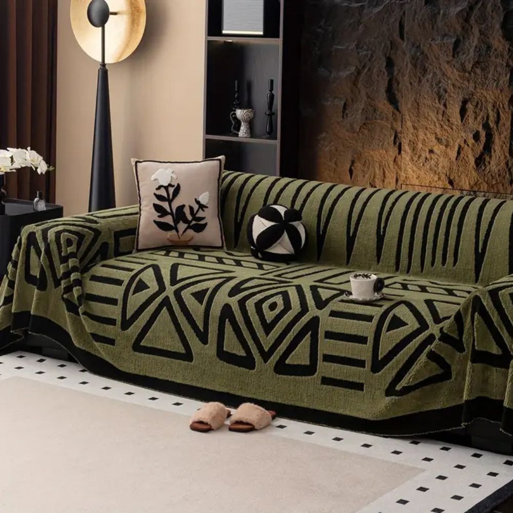 Sofa Slipcover featuring Maze Design in Knit Fabric