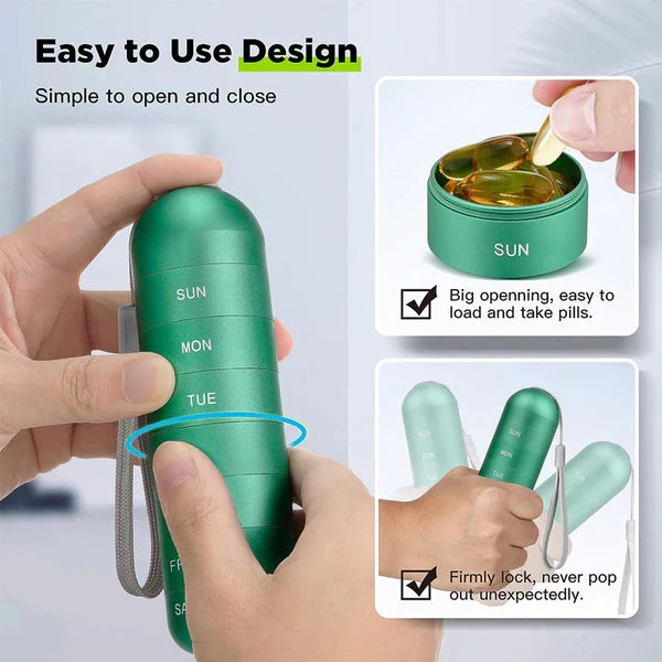 Waterproof Aluminum Pill Organizer with Silicone Seals for Weekly Use