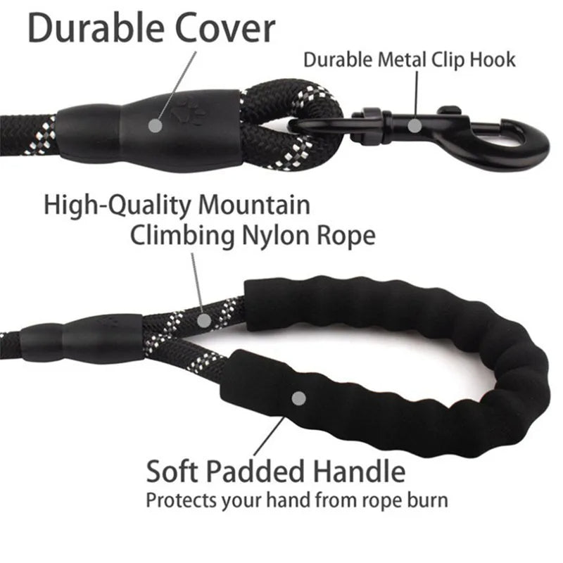 Reflective Dog Leash with Soft Grip & Enhanced Durability