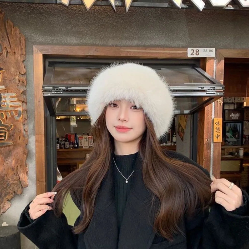 Faux Fur Bucket Hat for Women – Plush Winter Style, 58cm, 5 Colors