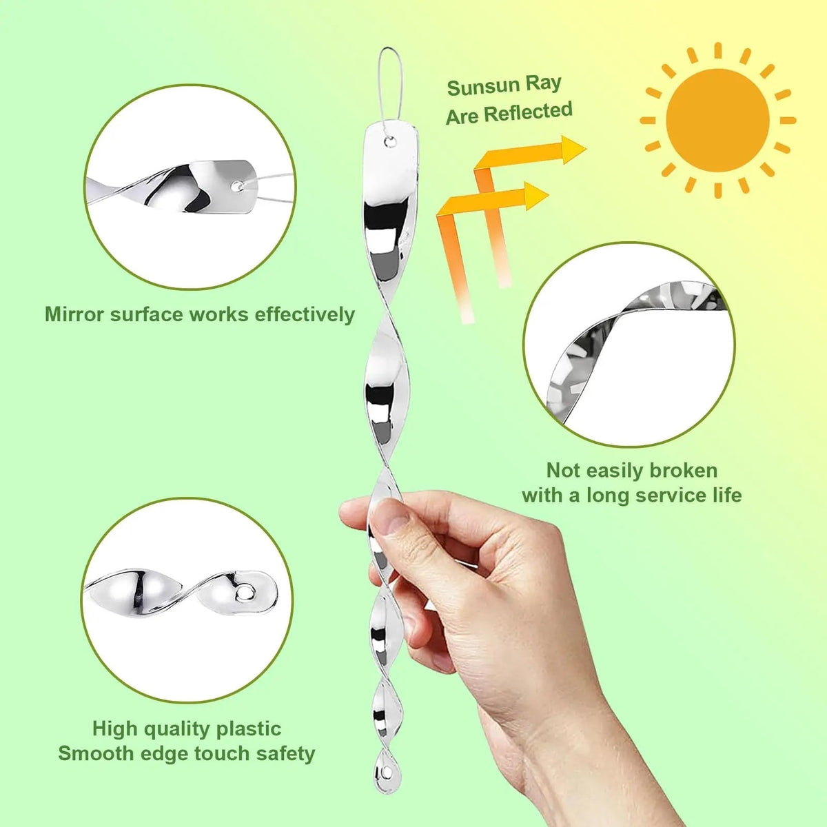Hanging Rope Included for Reflective Spiral Rod - Bird Deterrent