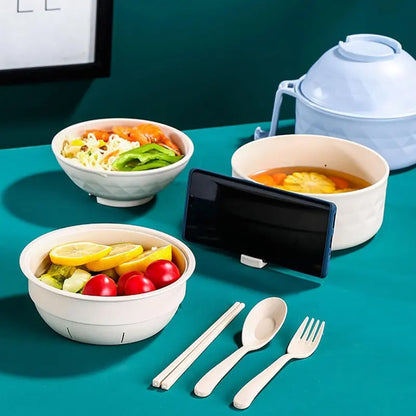 Quick-Prep Noodle Bowl Set with Secure Lid and Cool Handle, 6-Piece