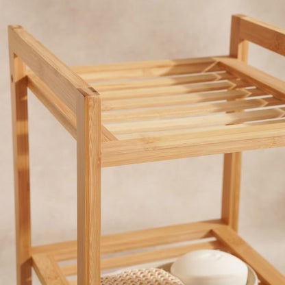 Elegant Bamboo Bathroom Storage Rack with Three Shelves