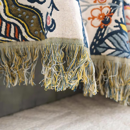 Bohemian Style Throw Blanket with Rustic Design