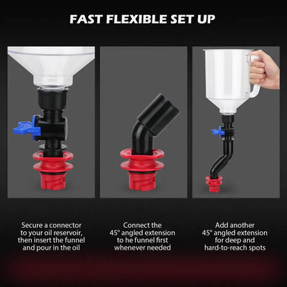 Precision Oil Funnel Adapter Kit with Rubber Seals & Magnetic Holders, 12-Piece