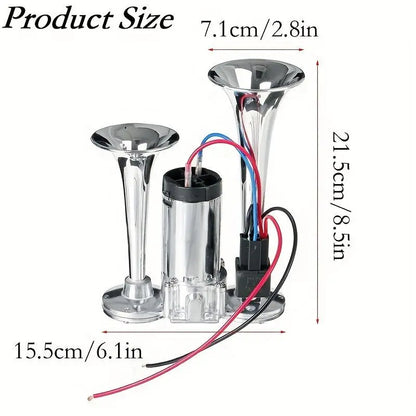 High-Volume Dual Air Horn with Automatic Refilling System for 12V Vehicles