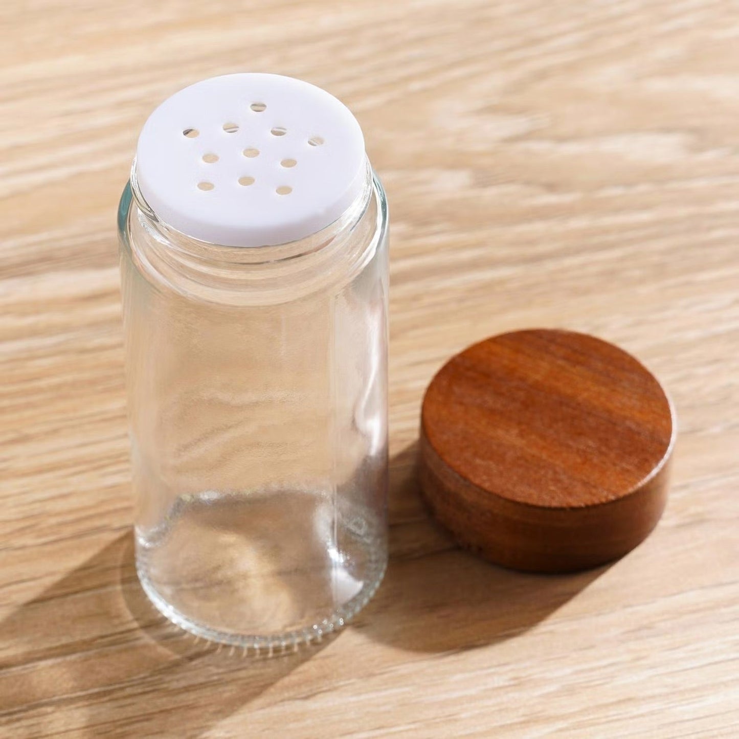 Elegant Spice Storage Set with Wooden Display Stand - 6 Jars