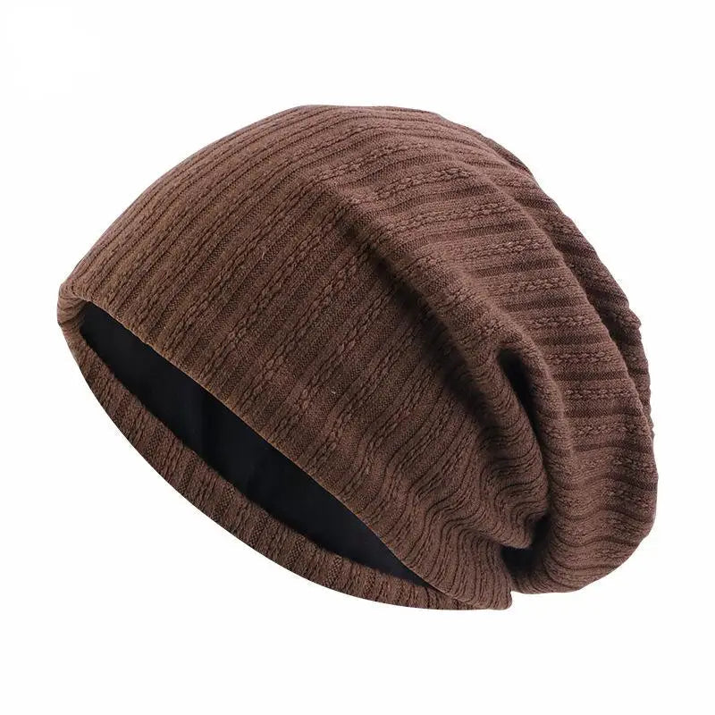Unisex Double Layer Knit Beanie Hat with Wheat Design for Winter, One Size