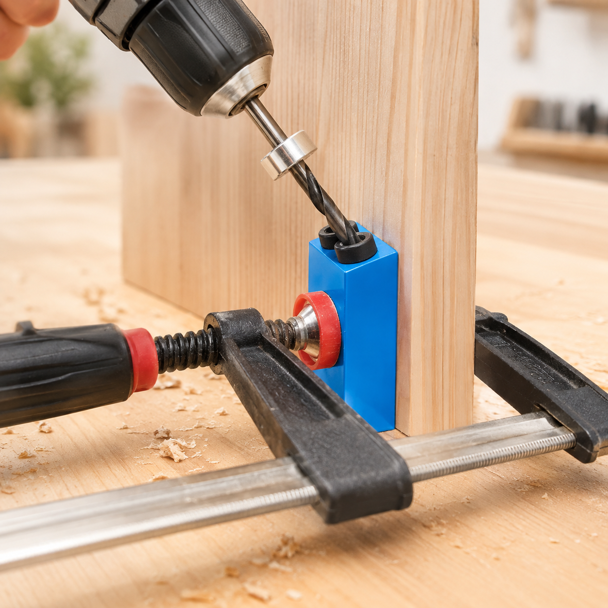 DIY Angle Drill Guide for Woodworking – 15 Degree Pocket Hole Jig, Fits 0.24-0.39 Inch Bits