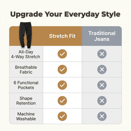Flexible Fit Cargo Jeans with Six Functional Pockets