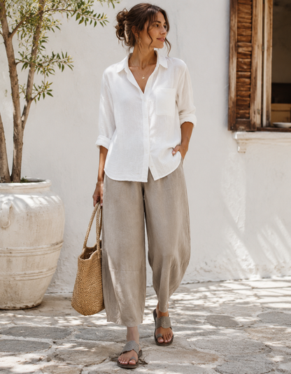 Lightweight Casual Summer Trousers for Women - Linen Leisure Pants, S-5XL, 4 Colors
