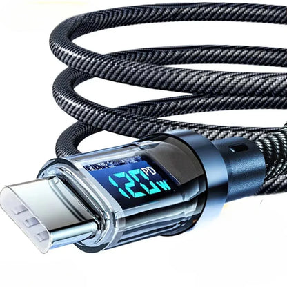 Ultra-Fast 120W Type-C Charging Cable with Smart Display