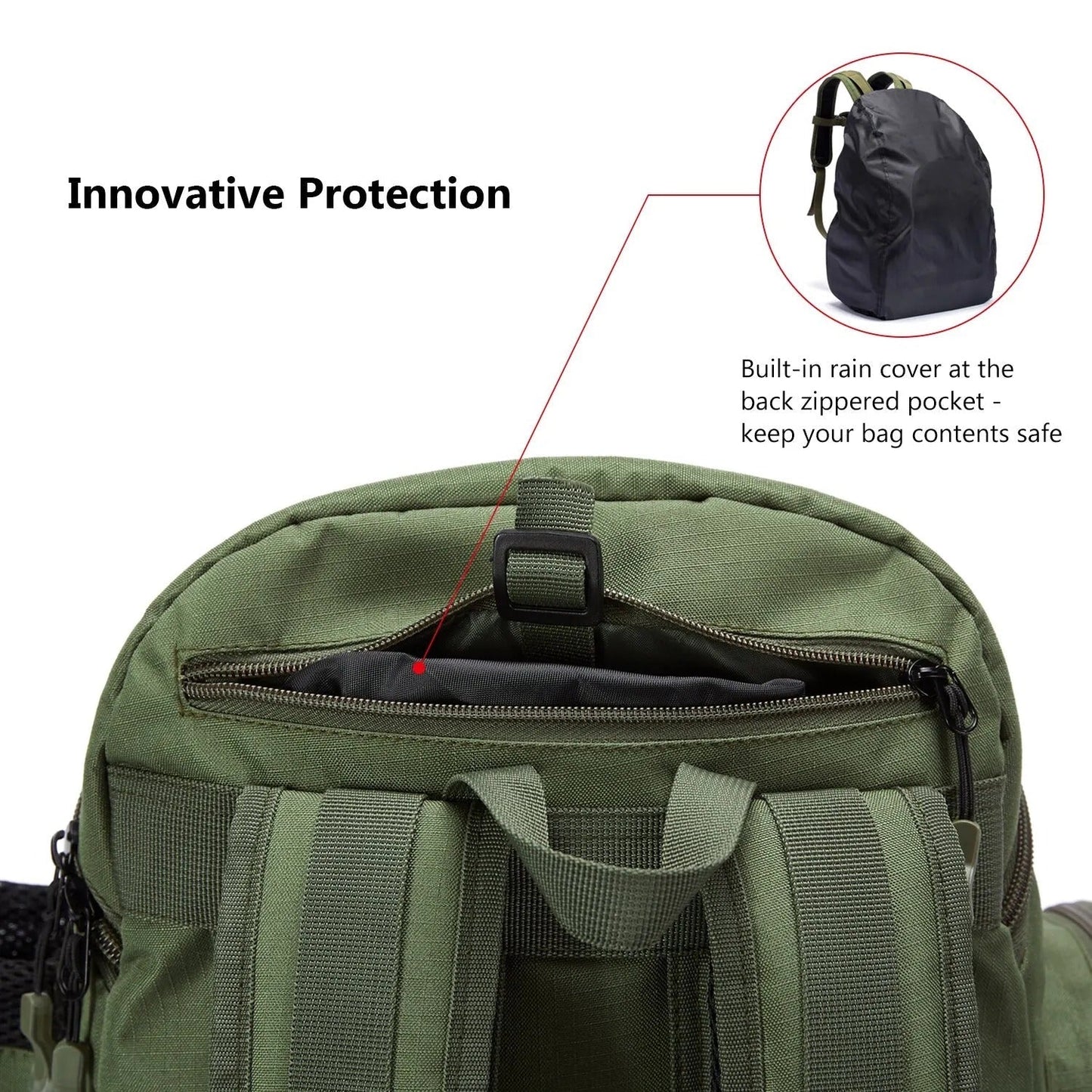 Fishing Gear Backpack - Waterproof Tackle Storage Bag with Rod Holder, Green, 15.7 x 7.9 x 19.7 in, for 3 Utility Boxes
