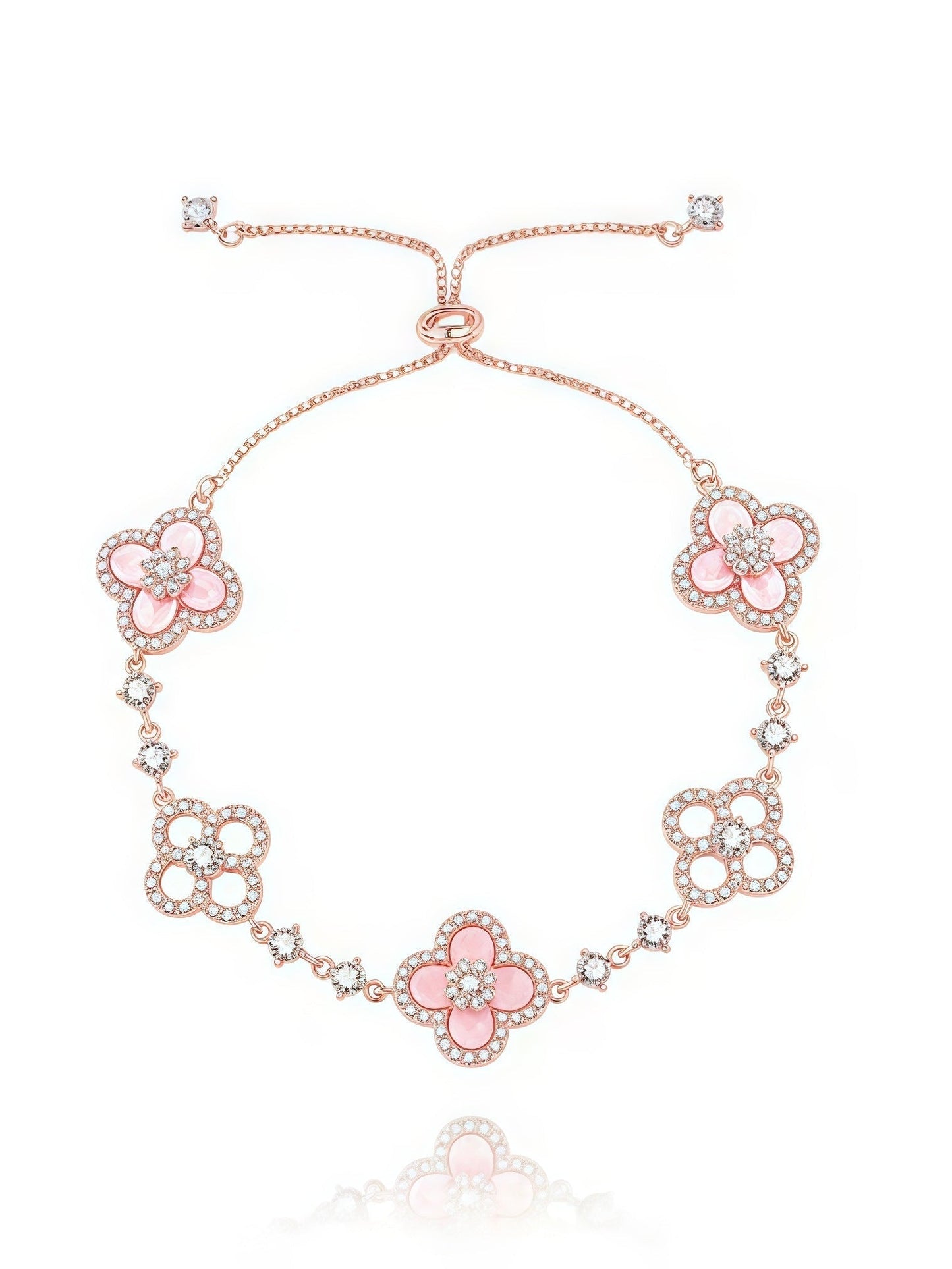 Chic Floral Wristpiece with Natural Shell and Crystal Highlights