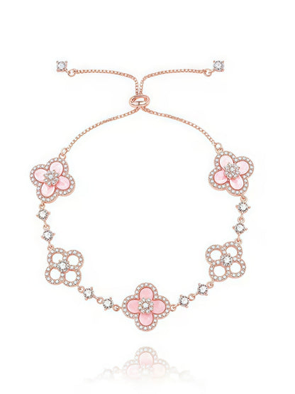 Chic Floral Wristpiece with Natural Shell and Crystal Highlights