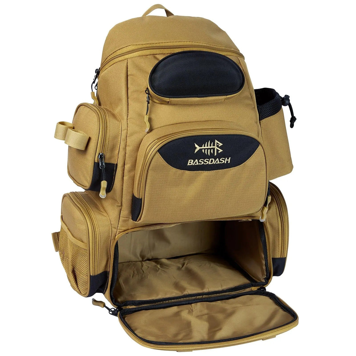Fishing Gear Backpack - Waterproof Tackle Storage Bag with Rod Holder, Green, 15.7 x 7.9 x 19.7 in, for 3 Utility Boxes