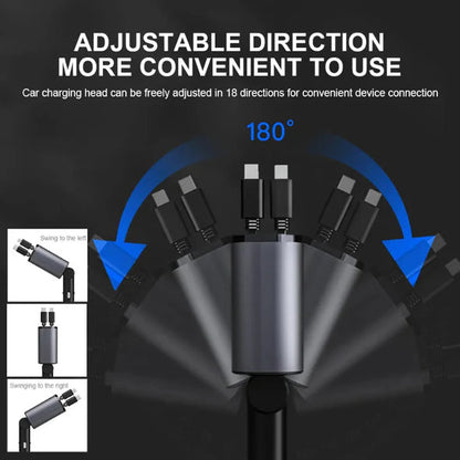 Ultimate Car Charger with Dual Cables and Four Ports