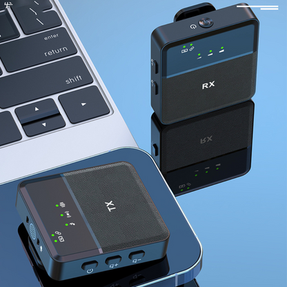 Dual Clip-On Wireless Lavalier Microphone Set for iPhone and Android with Noise Cancellation
