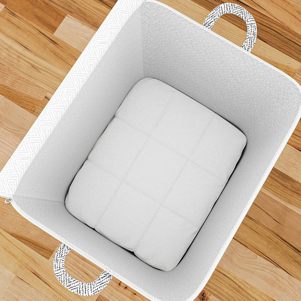 Under-Bed Storage Bin with Lid, Stackable Non-Woven Fabric Box, XL with Handles