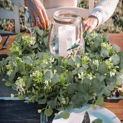 Elegant Eucalyptus-Inspired Garland with Bendable Stems, 70.8 Inches