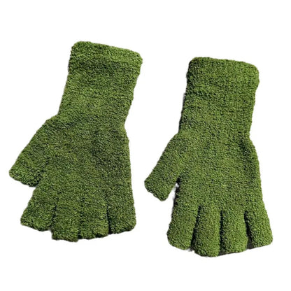 Adult Half-Finger Gloves with Coral Fleece Lining – Available in 6 Colors