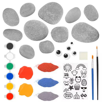 Creative Rock Art Kit with Smooth Stones and Vibrant Paints for Ages 4-12