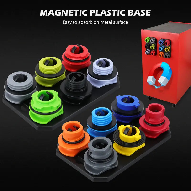 Precision Oil Funnel Adapter Kit with Rubber Seals & Magnetic Holders, 12-Piece