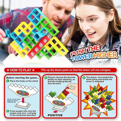 Magnetic Geometry Stacking Game with 24 Colorful Blocks