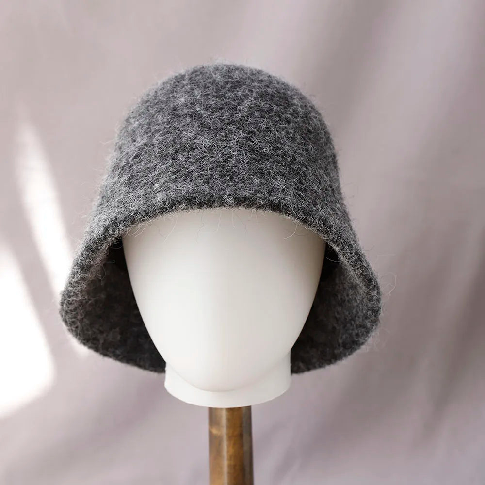 Foldable Vintage Fisherman Style Wool Bucket Hat for Women - Warm Cold Weather Accessory