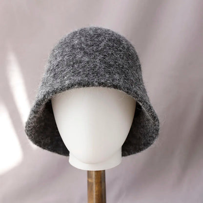 Foldable Vintage Fisherman Style Wool Bucket Hat for Women - Warm Cold Weather Accessory