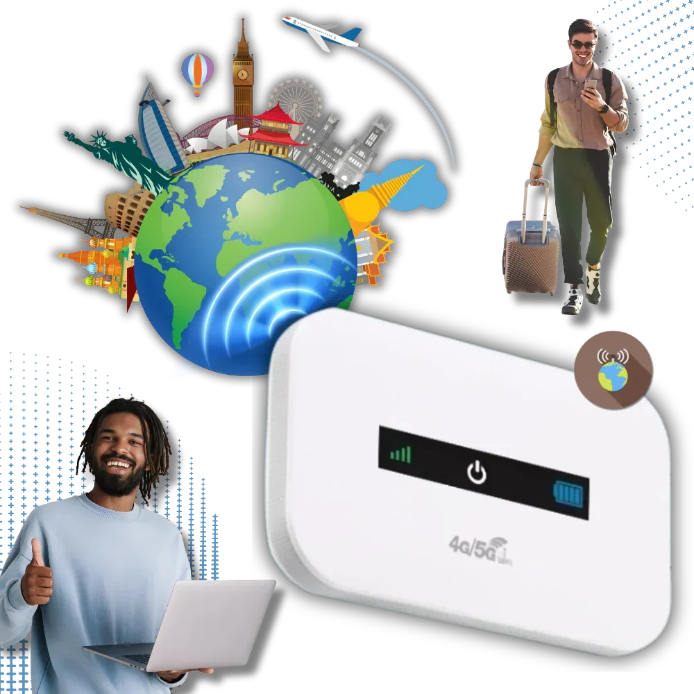 Travel-Ready WiFi Hub with 8-Hour Battery Life and Global Connectivity