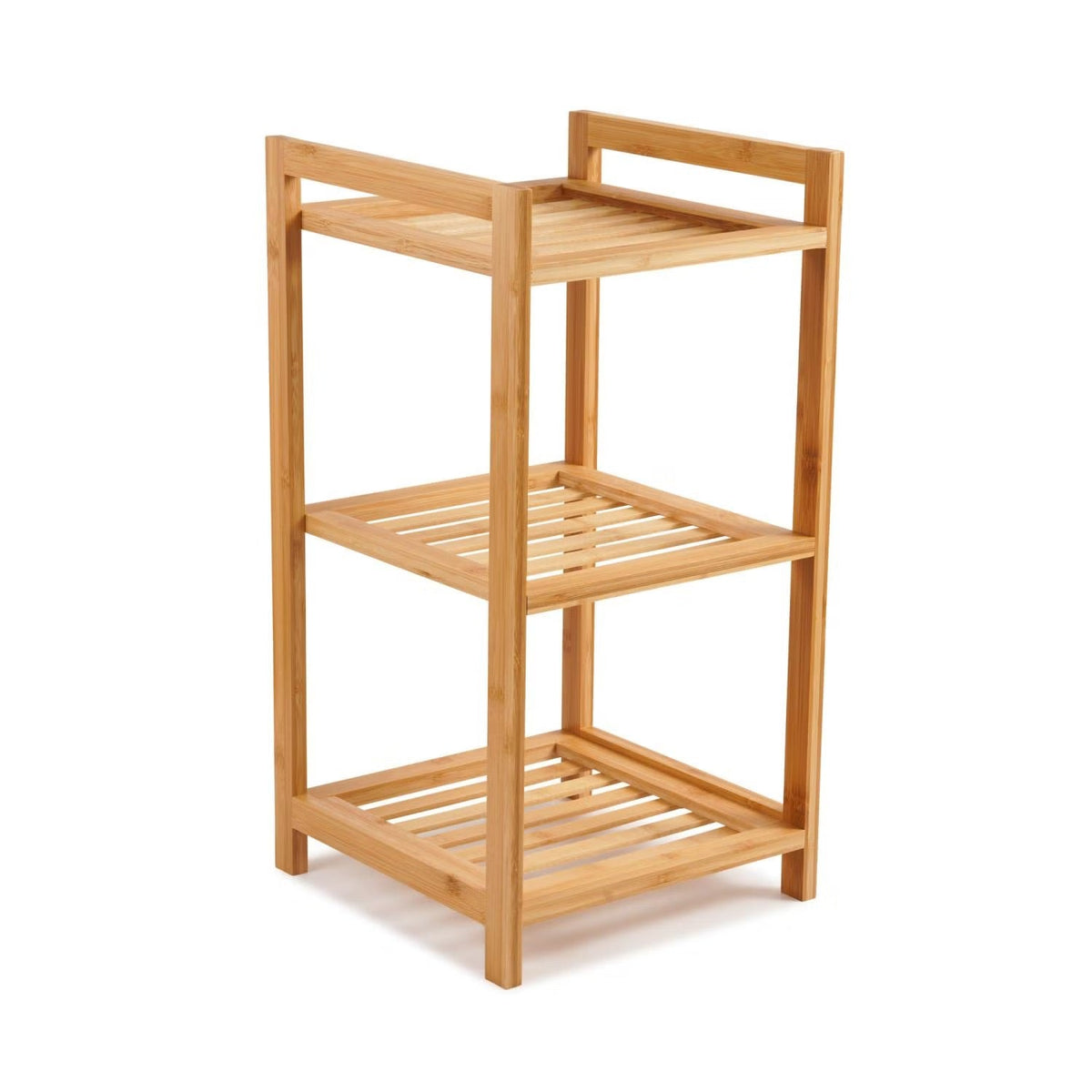 Elegant Bamboo Bathroom Storage Rack with Three Shelves