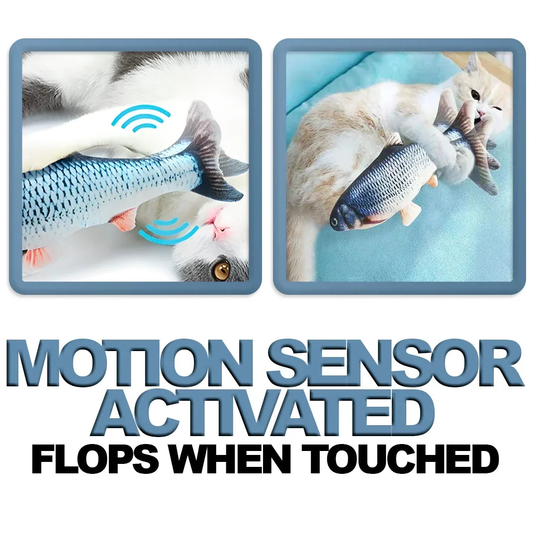 Interactive Motion Sensor Fish Toy for Cats and Dogs - USB Rechargeable Kicker for Indoor/Outdoor Fun