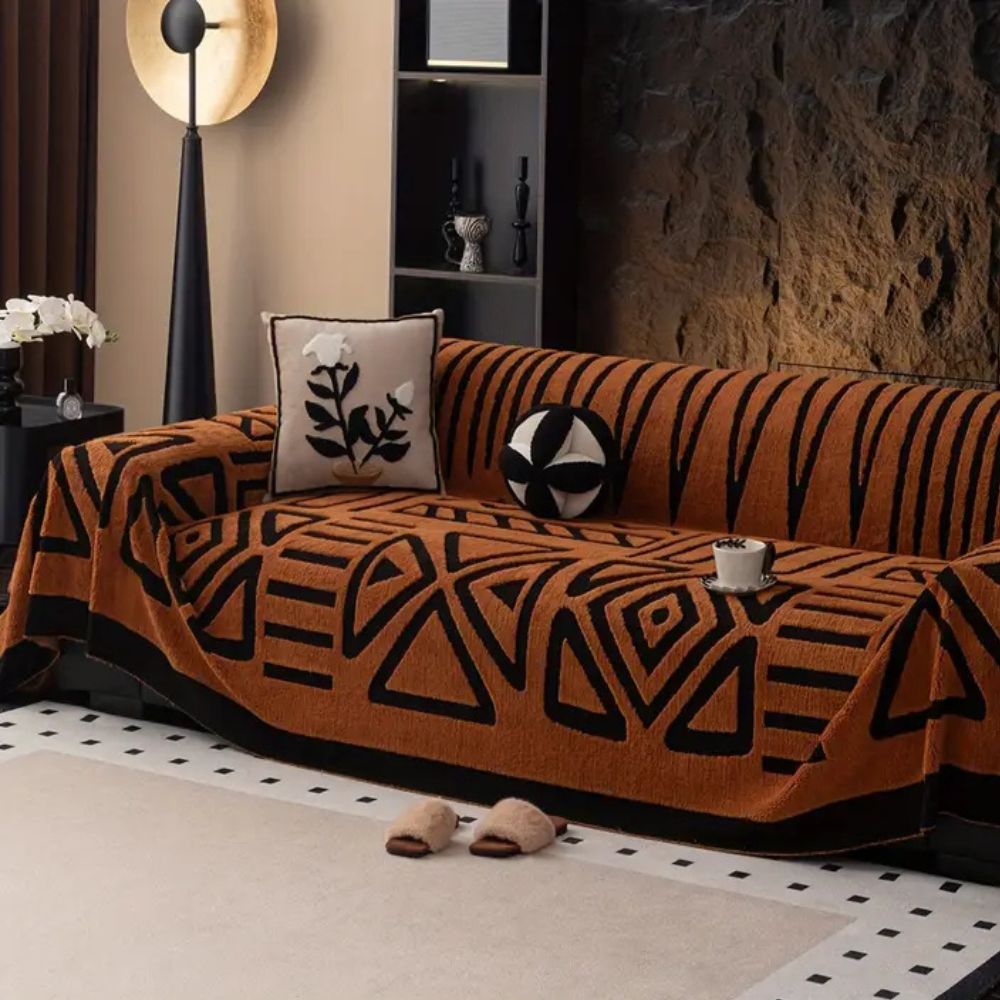Sofa Slipcover featuring Maze Design in Knit Fabric