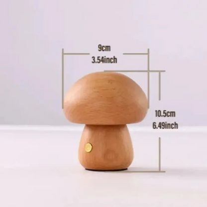 Rechargeable Touch-Controlled Wooden Mushroom Night Lamp