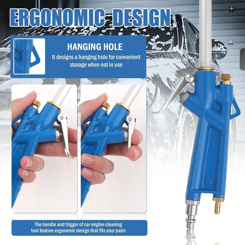 Versatile Air Cleaning Tool with Adjustable Nozzle & Quick Connect