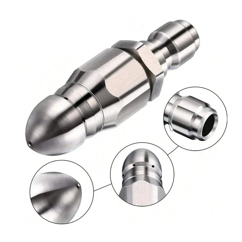 Pointed Tip Drain Cleaning Nozzle with Rotating Jet for Pressure Washers