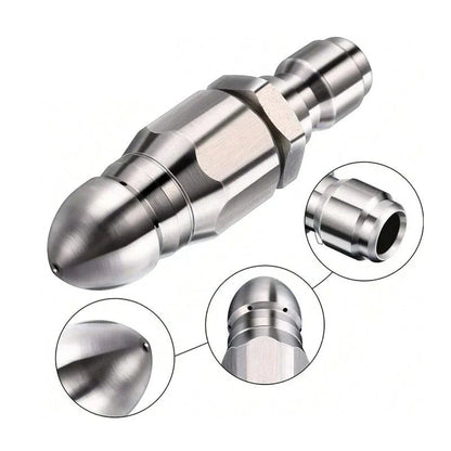Pointed Tip Drain Cleaning Nozzle with Rotating Jet for Pressure Washers